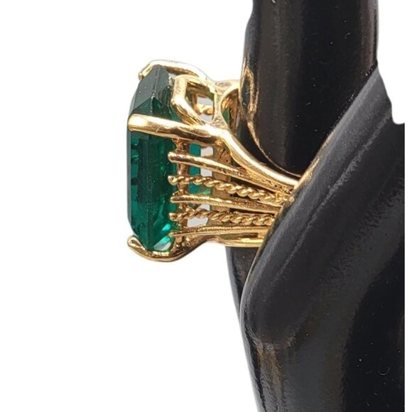 Ana BeKoach 18khge Simulated Emerald Ring Yellow Heavy Electroplated Gold SZ 5 - Picture 8 of 10